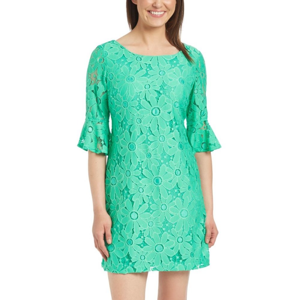 SANDRA DARREN Floral Lace Shift Dress - Green